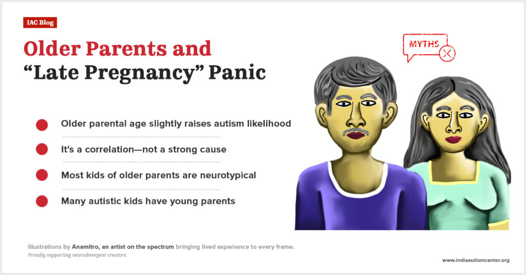 Myth-busting image showing that older parental age does not always cause autism.