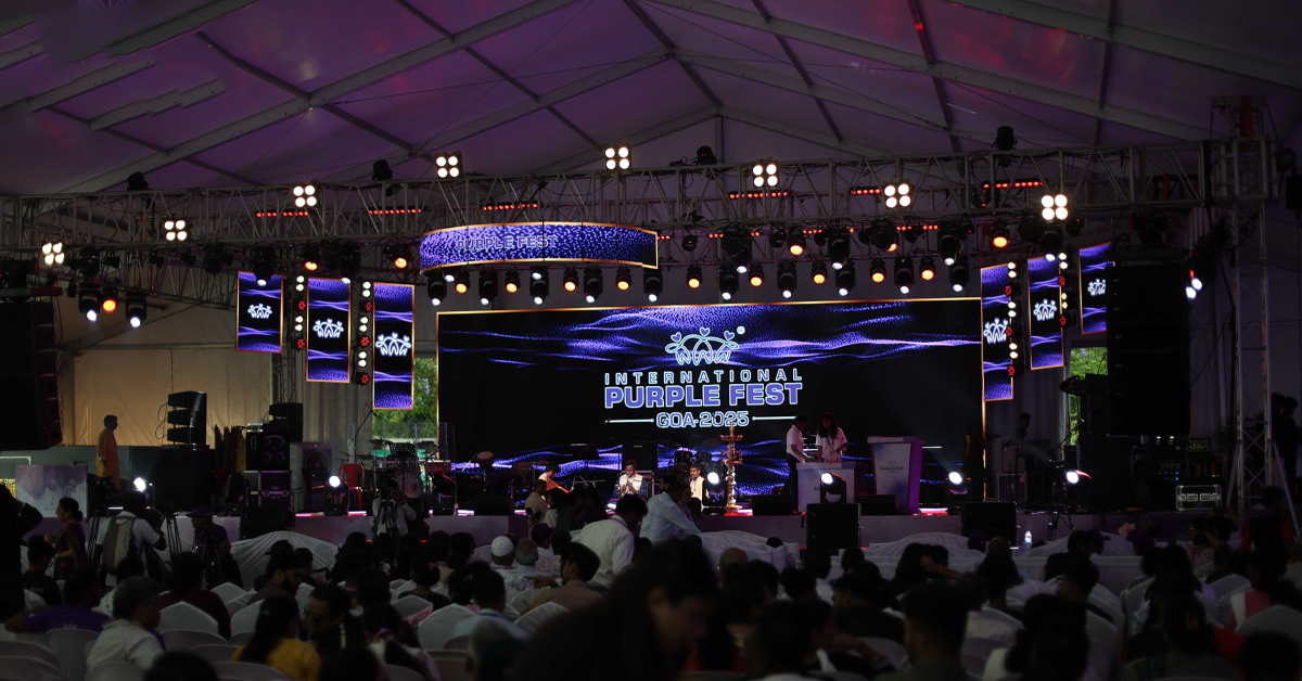 India Autism Center at Purple Fest Goa 2025, recording podcasts and engaging with attendees to promote inclusion and accessibility.