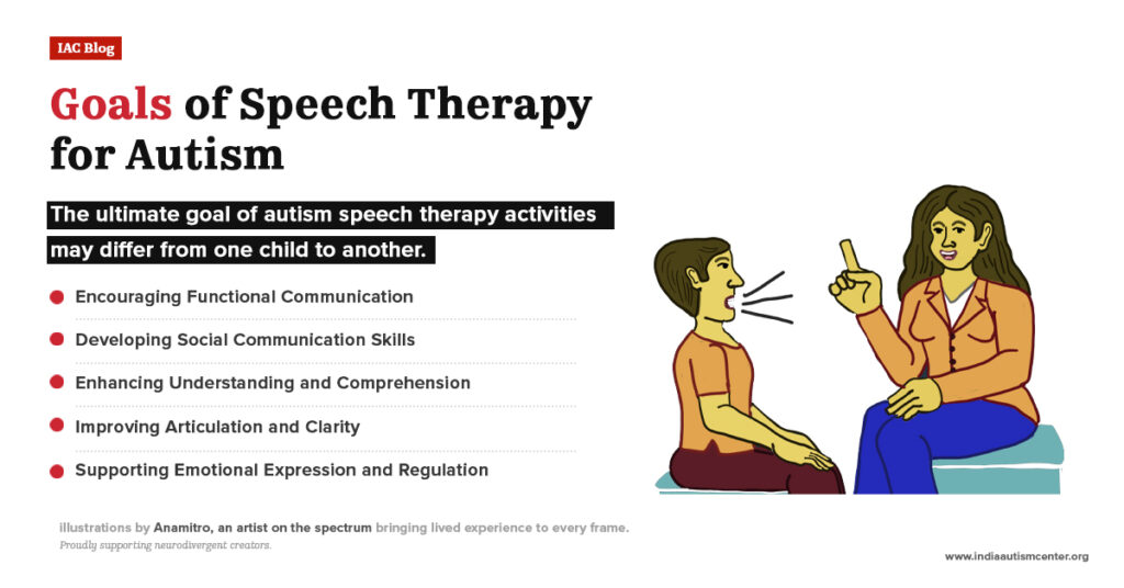 Therapist teaching a child during a session – goals of speech therapy for autism