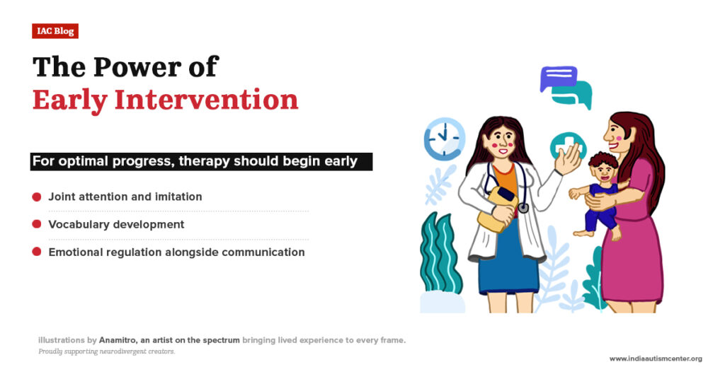 Doctor speaking with a mother holding a child – importance of early intervention in autism therapy