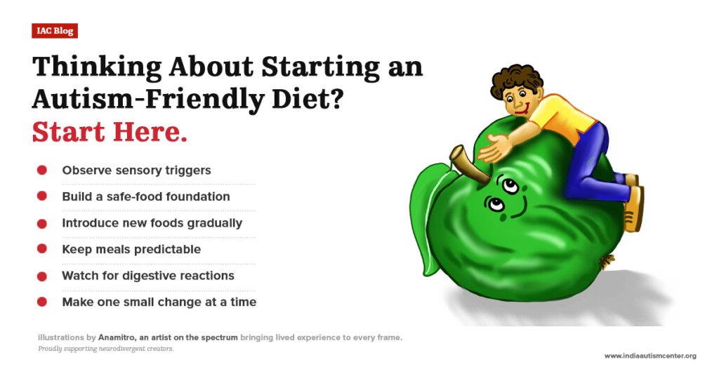 Child interacting with vegetables showing how to start an autism-friendly diet with sensory-safe and nutritious foods