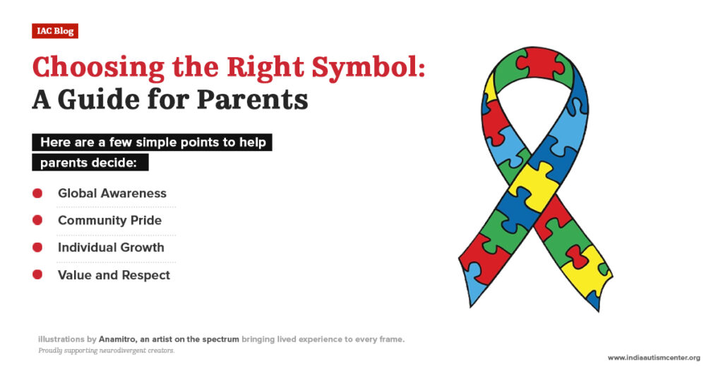 Choosing the right autism awareness symbol guide for parents with colorful puzzle ribbon illustration