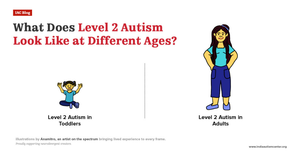 Level 2 autism characteristics in toddlers and adults comparison