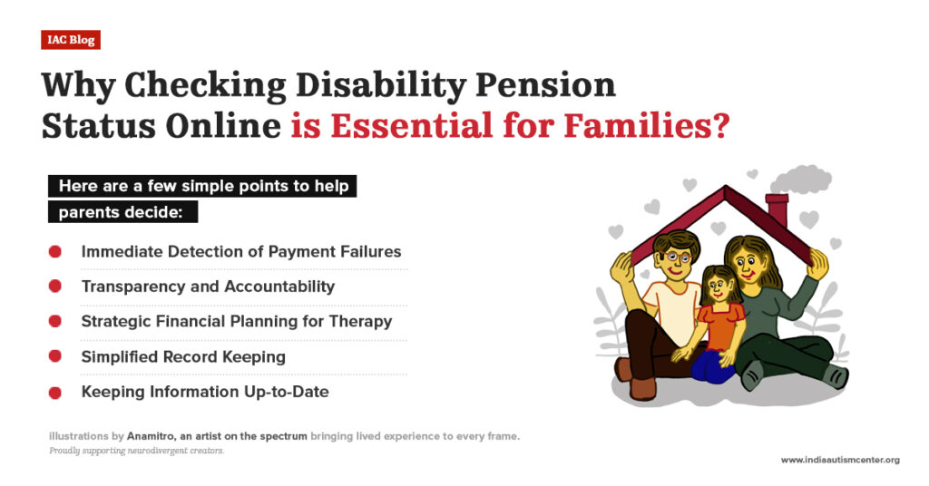 Illustration showing why checking disability pension status online helps families track payments and manage financial support.