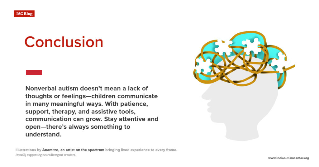 Illustration highlighting that children with nonverbal autism communicate through alternative meaningful ways.