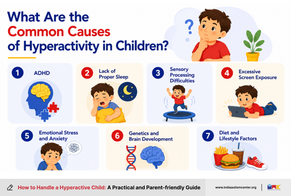 Common causes of hyperactivity in children including ADHD, sleep issues and screen exposure