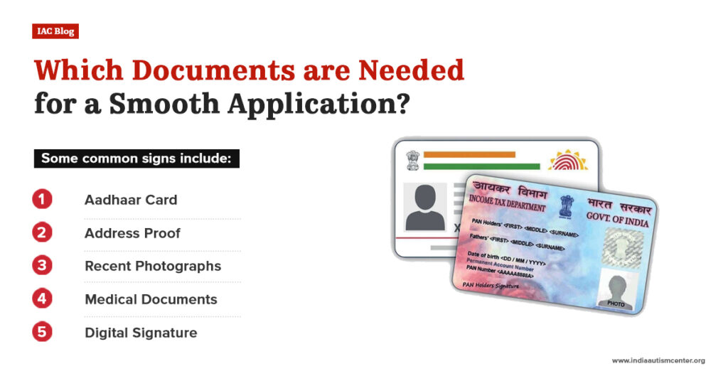 Documents required for disability certificate application Aadhaar address proof photos medical records digital signature