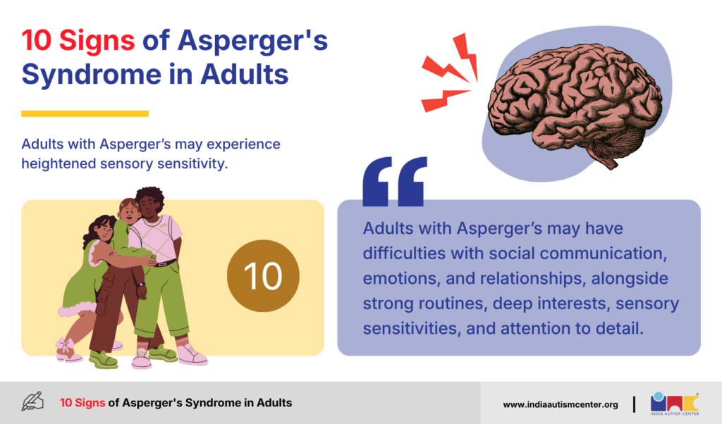 Signs of Asperger’s syndrome in adults including social communication difficulties and sensory sensitivity