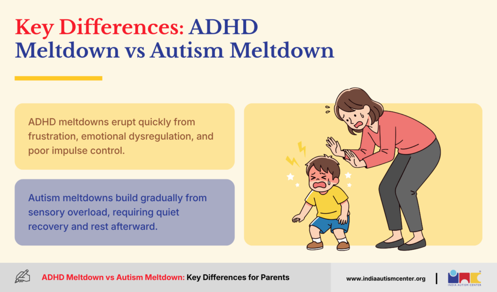 Key differences between ADHD meltdowns and autism meltdowns in children