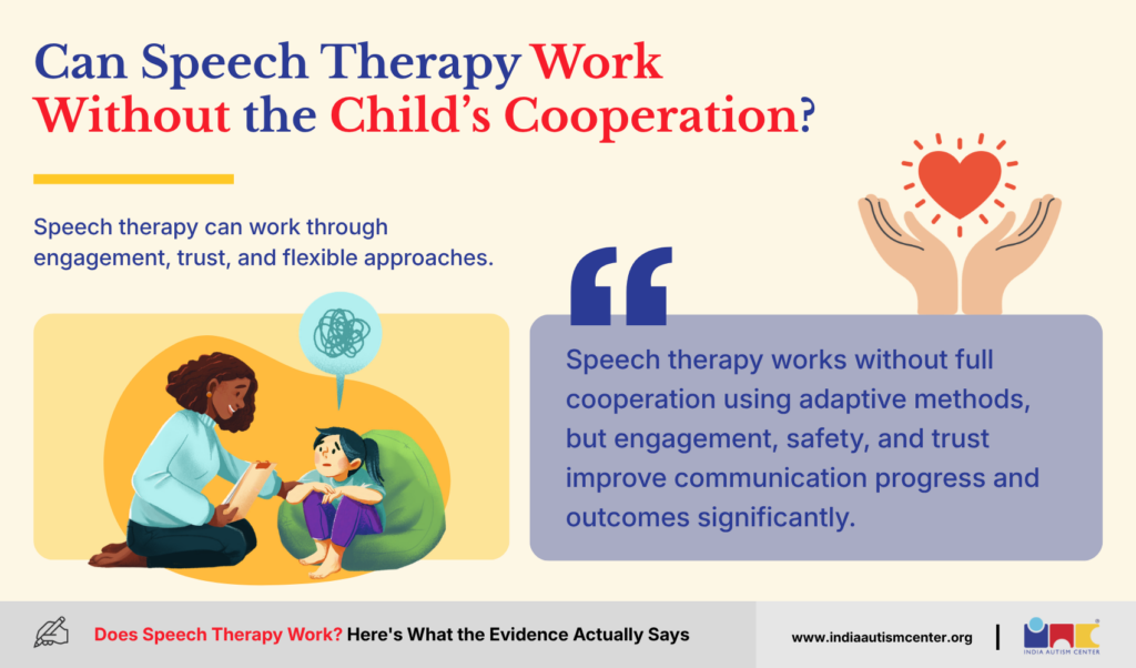 Can speech therapy work without the child's cooperation?