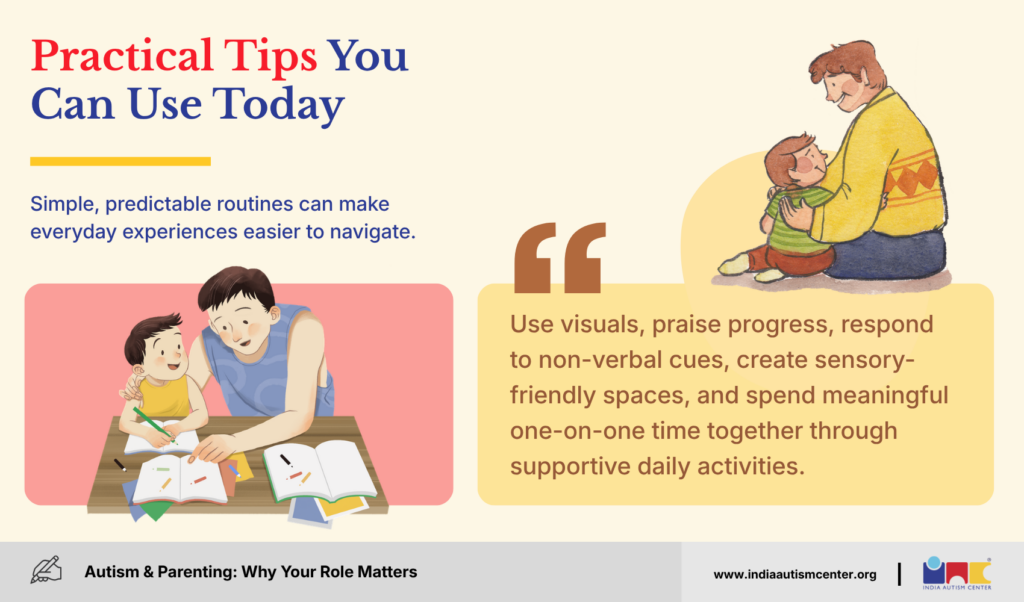 Practical tips you can use today focus on creating supportive and predictable environments for autistic children