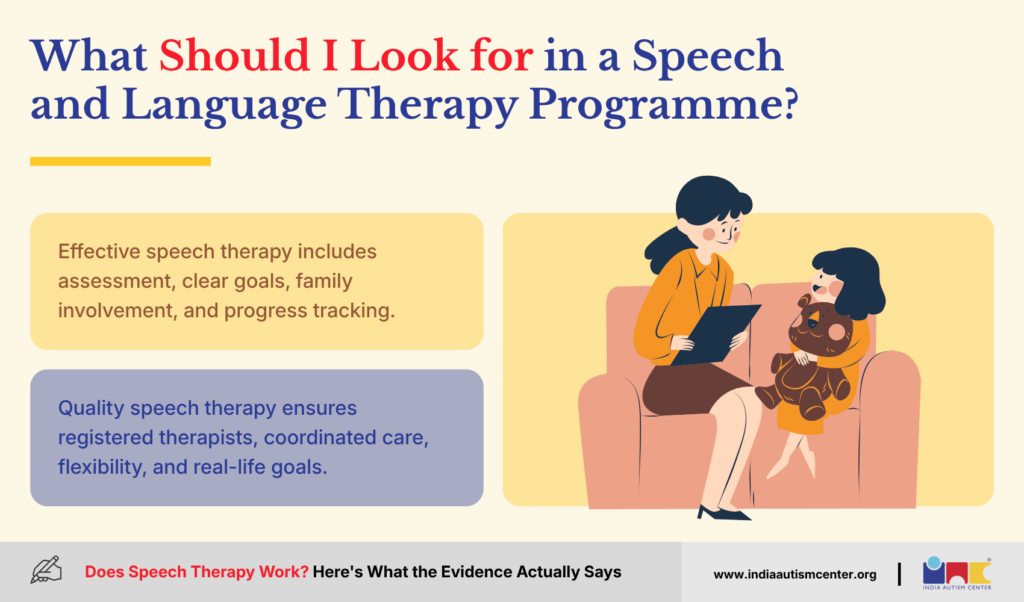 What should I look for in a speech and language therapy programme?
