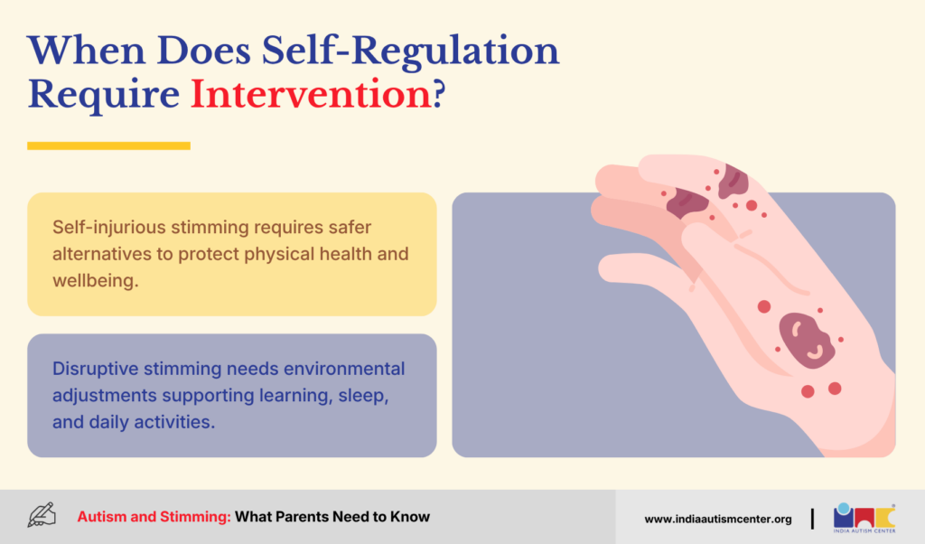 Illustration explaining when harmful or disruptive stimming may require support
