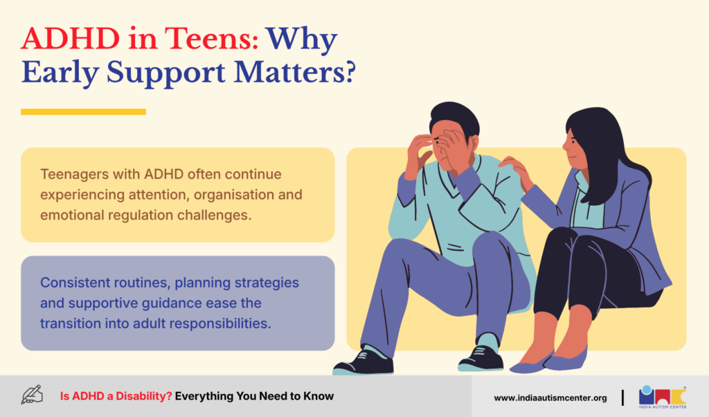 Teenager with ADHD receiving emotional support and guidance from an adult