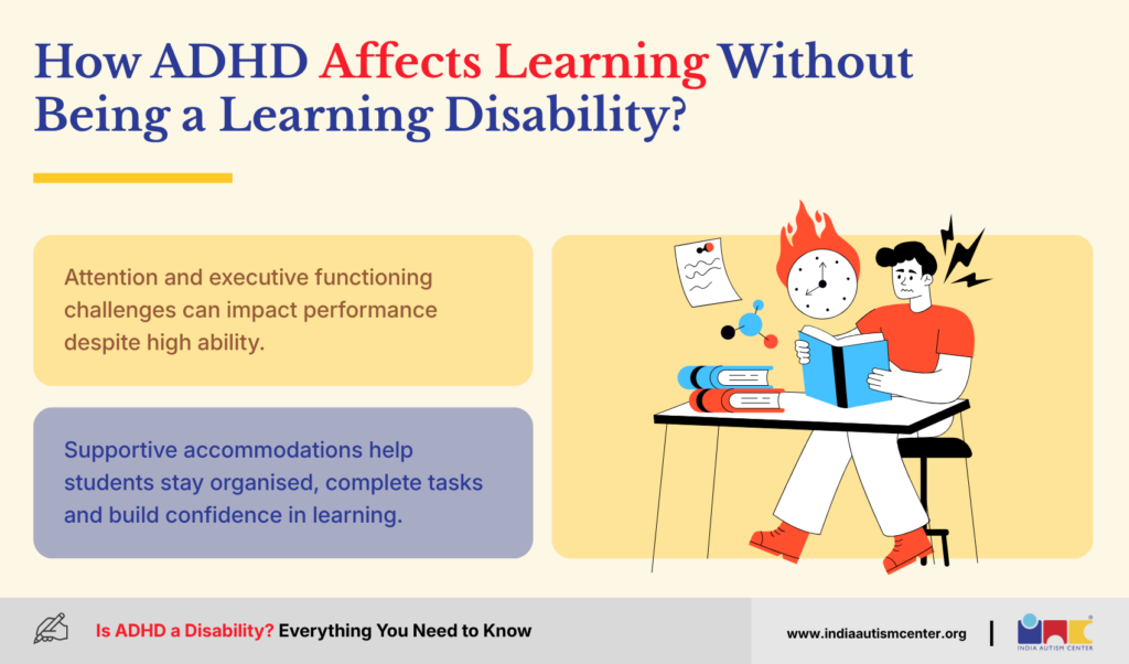 Student experiencing attention and executive functioning difficulties while studying with ADHD