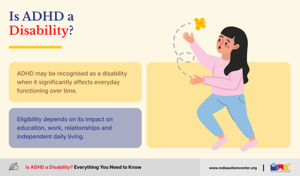 Illustration explaining when ADHD may be considered a disability in daily life