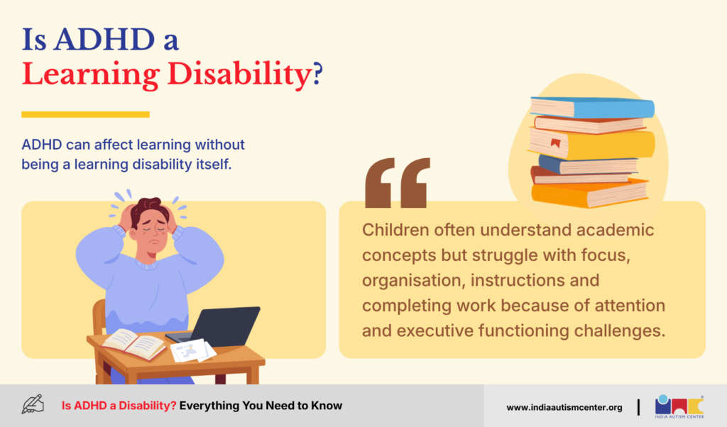 Student struggling with focus while learning due to ADHD symptoms