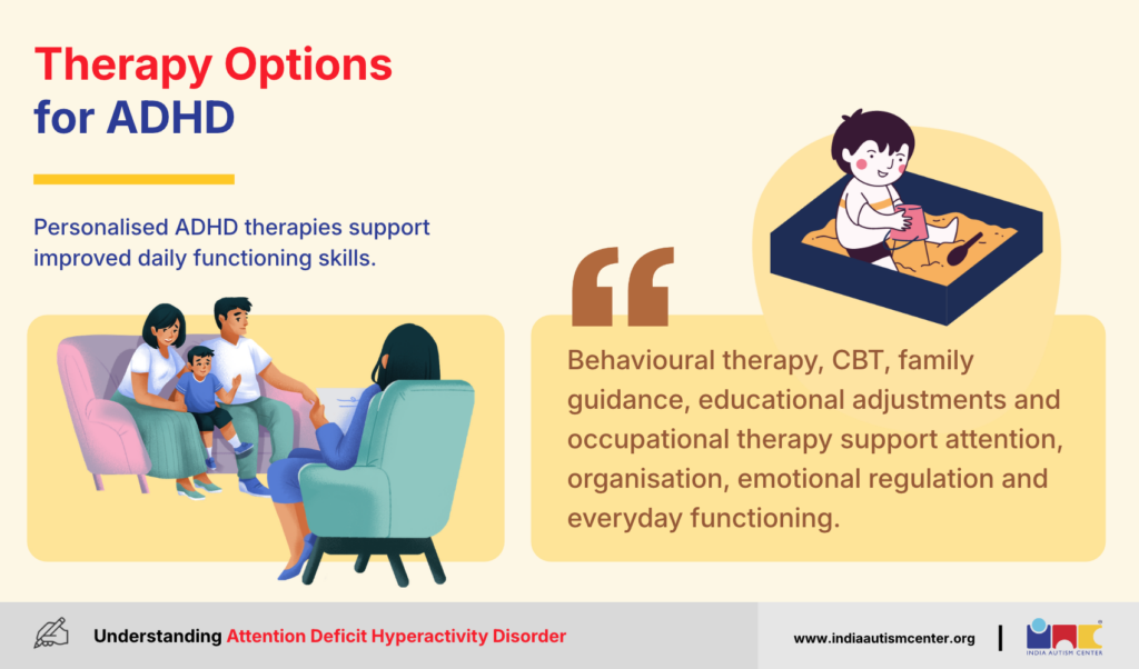 Therapy options for ADHD behavioral CBT occupational therapy and family guidance