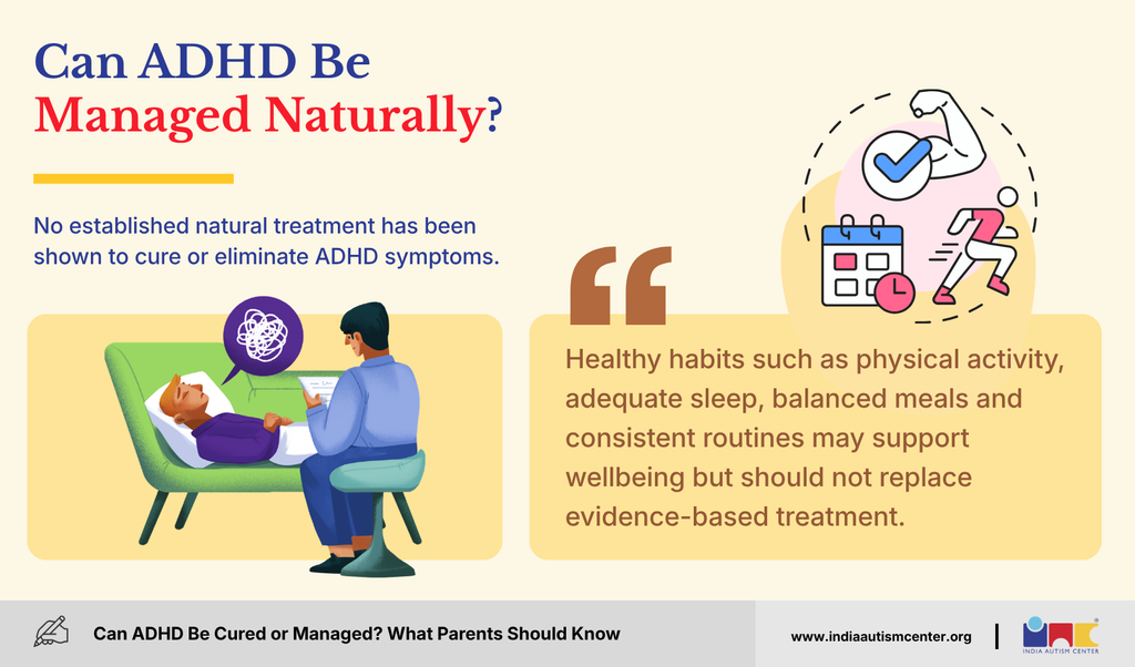 Natural ADHD management with sleep, physical activity, balanced meals and consistent routines.