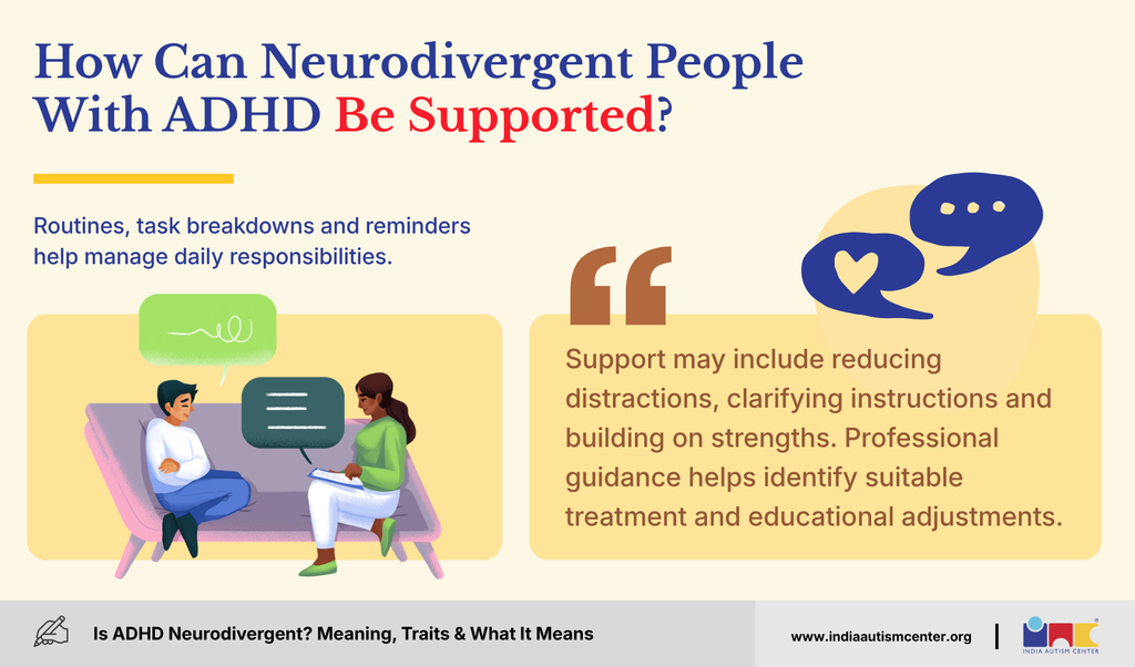 ADHD support strategies including structured routines, reminders, accommodations and professional guidance.