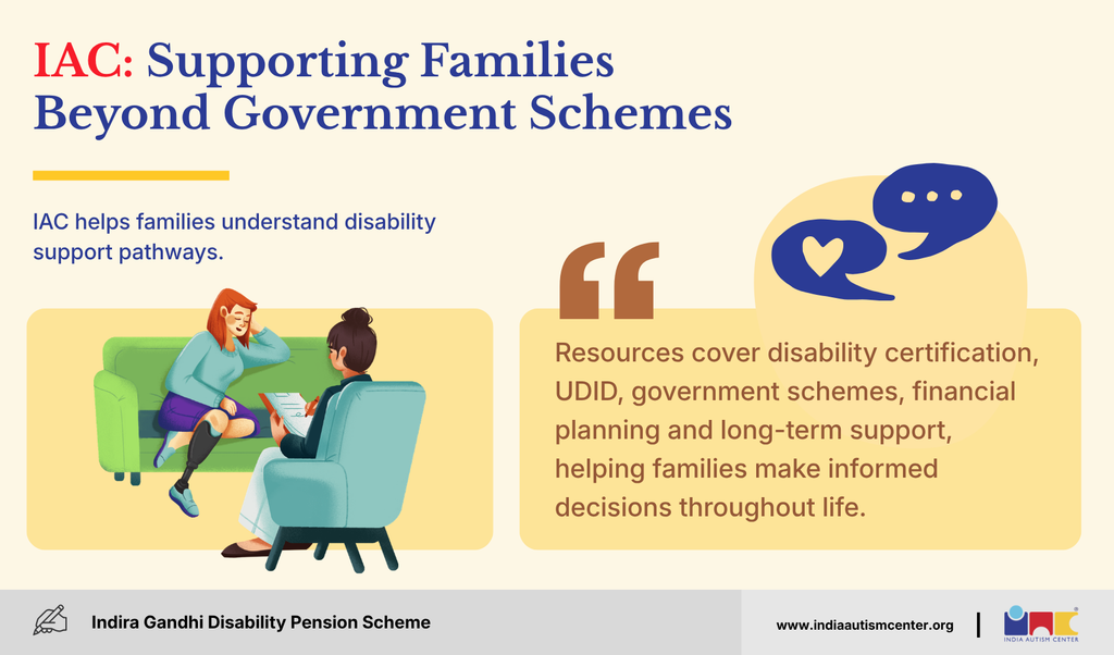 India Autism Center counsellor supporting a parent on disability certificates, UDID and government schemes