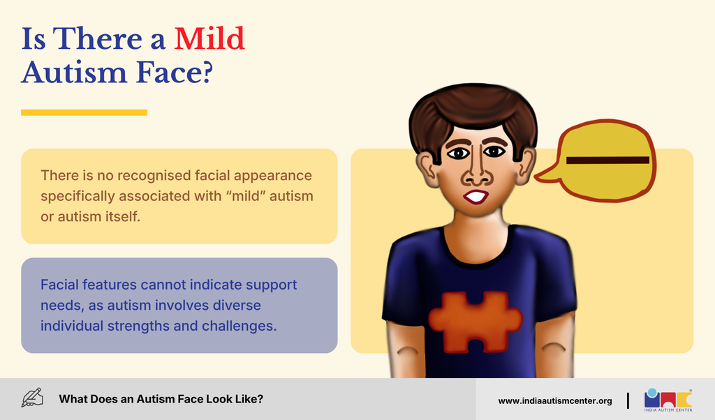 Illustrated boy explaining there is no recognised mild autism face and features cannot show support needs