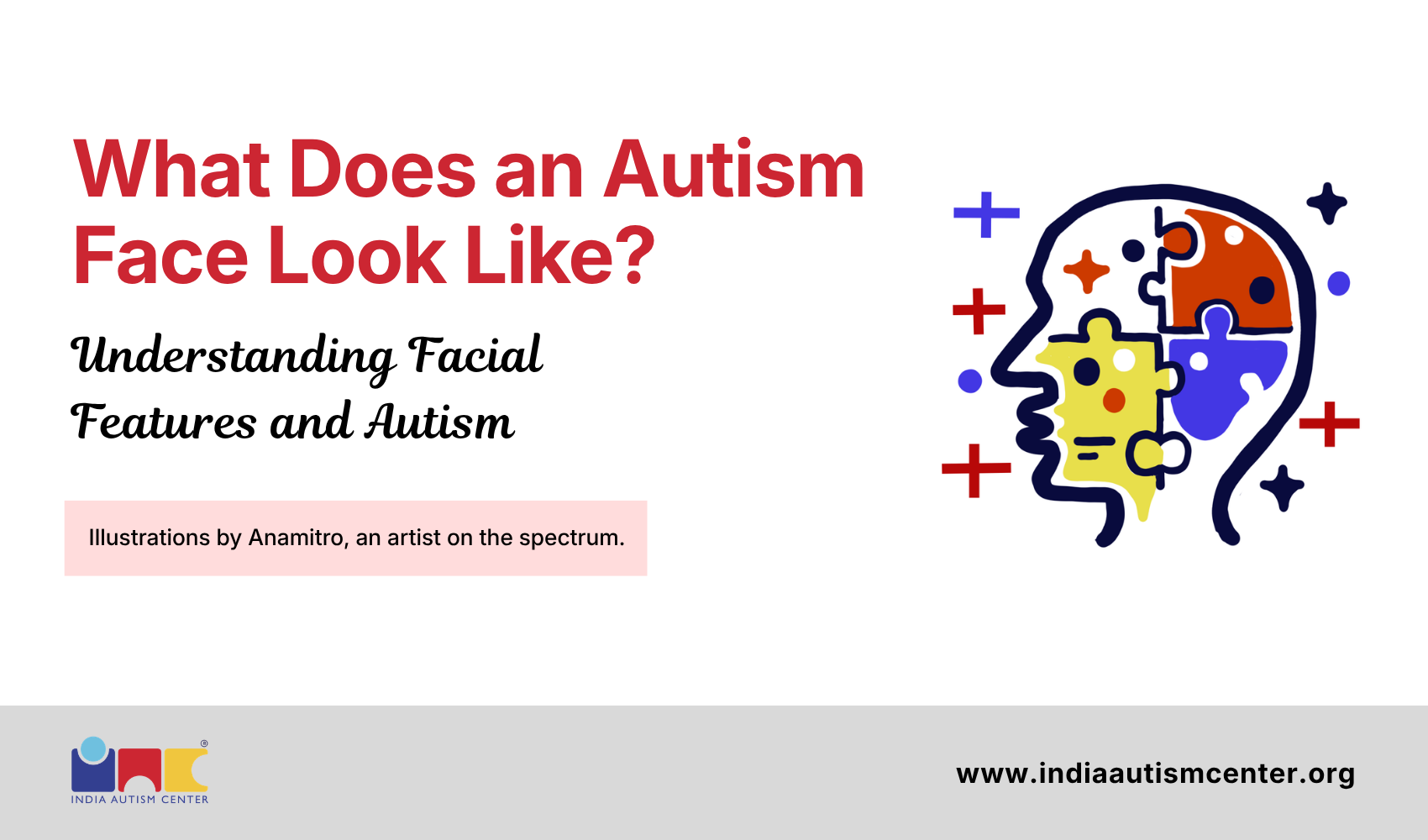 What does an autism face look like? Banner for a guide on facial features and autism, illustrated by an autistic artist
